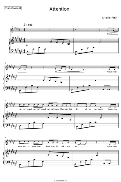 Ноты, аккорды Charlie Puth - Attention