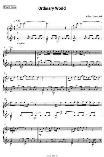 Ноты, аккорды Adam Lambert - Ordinary World