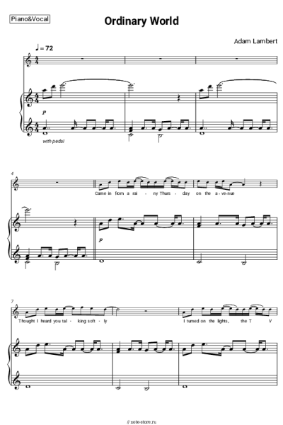 Ноты, аккорды Adam Lambert - Ordinary World