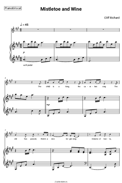 Ноты, аккорды Cliff Richard - Mistletoe and Wine