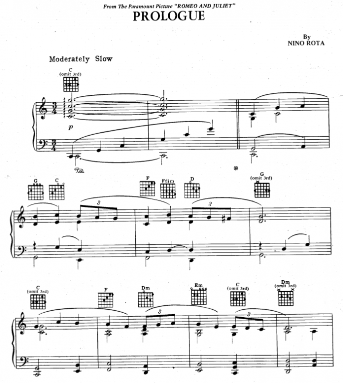 Nino Rota - Prologue and Fanfare for the Prince ноты для фортепиано