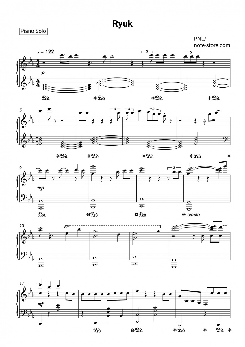 PNL - Ryuk ноты для фортепиано