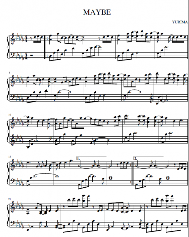 Yiruma - Maybe ноты для фортепиано