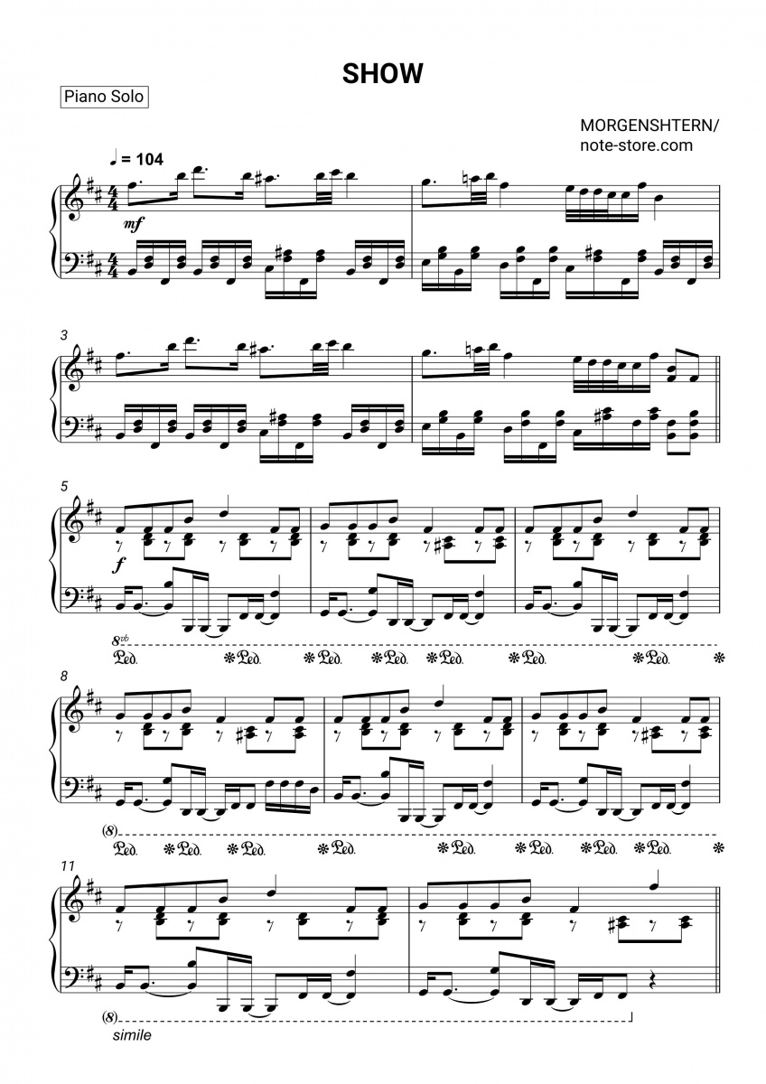 Morgenshtern - SHOW ноты для фортепиано