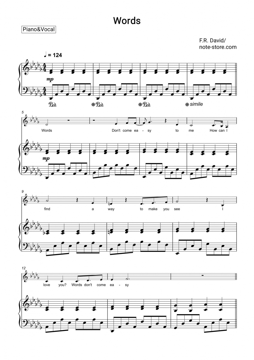 Words don come easy to me. F.R. David Words Ноты для фортепиано. Fr David Words Ноты. Words f.r.David Ноты. Ноты Word.