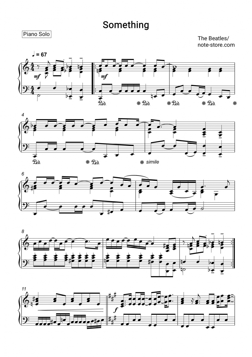 The Beatles - Something ноты для фортепиано