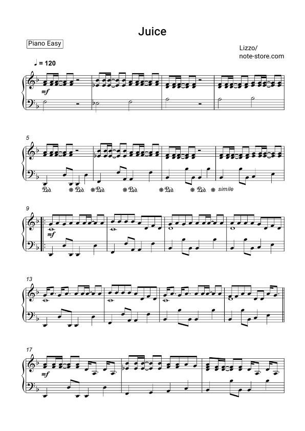 Lizzo - Juice ноты для фортепиано