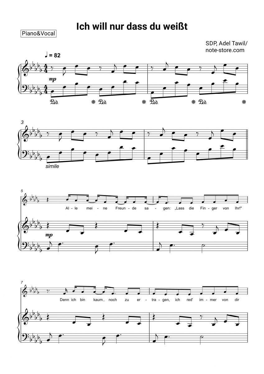 Adel Tawil Ich Will Nur Dass Du Weißt SDP, Adel Tawil - Ich will nur dass du weißt ноты для фортепиано в Note