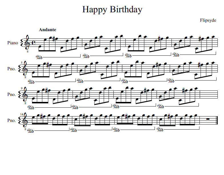 Flipsyde - Happy Birthday ноты для фортепиано