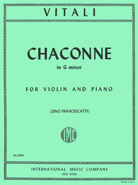 Томазо Антонио Витали - Чакона соль минор ноты для фортепиано