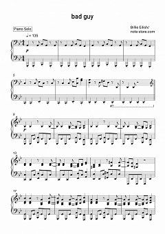 Billie Eilish Bad Guy Noty Dlya Fortepiano V Note Store Ru Pianino Solo Sku Pso0010826