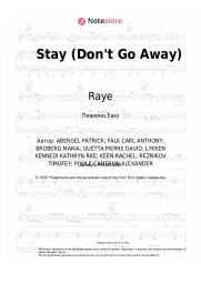 Ноты, аккорды David Guetta, Raye - Stay (Don't Go Away)