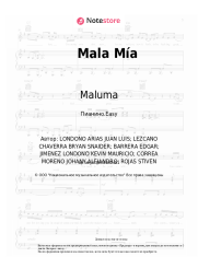 Ноты, аккорды Maluma - Mala Mía