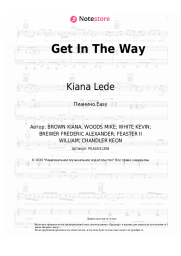 Ноты, аккорды Kiana Lede - Get In The Way
