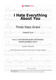 Ноты, аккорды Three Days Grace - I Hate Everything About You