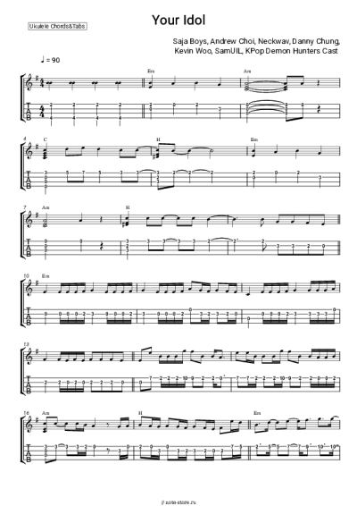 Ноты, аккорды Saja Boys, Andrew Choi, Neckwav, Danny Chung, Kevin Woo, SamUIL, KPop Demon Hunters Cast - Your Idol