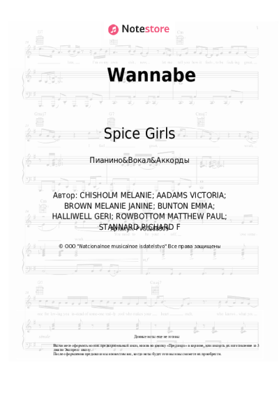 Ноты, аккорды Spice Girls - Wannabe